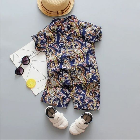 Kid's 2 Pc Paisley Print Short Set Size 4T/5T - Picture 1 of 10